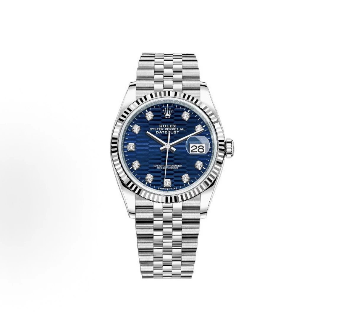 Rolex Oyster Perpetual Datejust Watch - Blue Honeycomb Dial with Diamond Hour Markers-010281