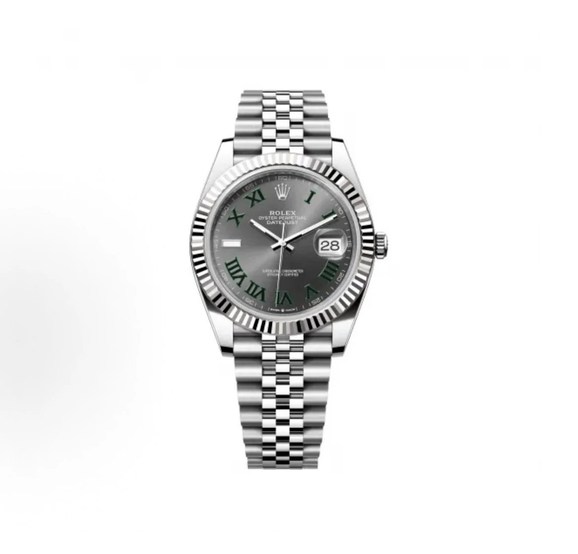 Rolex Datejust Watch - Slate Grey Dial with Green Roman Numerals-009601