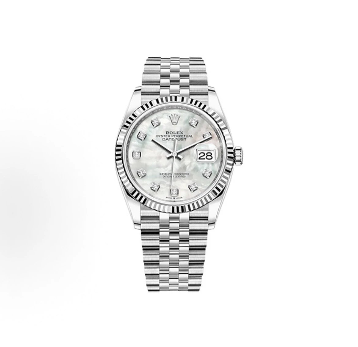 Rolex Oyster Perpetual Datejust Watch - Mother-of-Pearl Dial with Diamond Hour Markers-009493