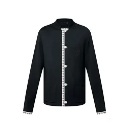 thumbnail for (Tail) independent 100% sheep wool jacquard cat's eye button cardigan