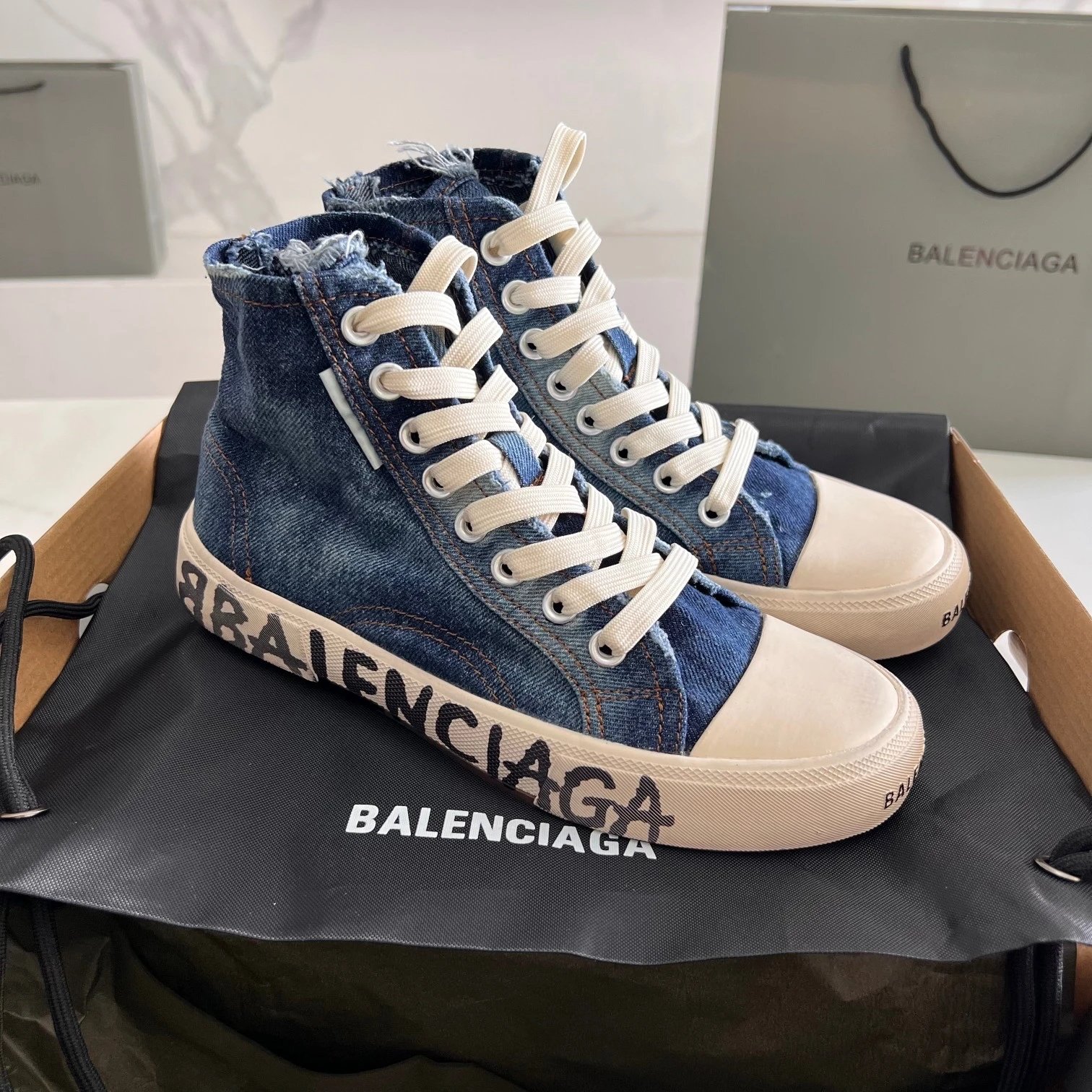 Logo Blue Denim High-Top