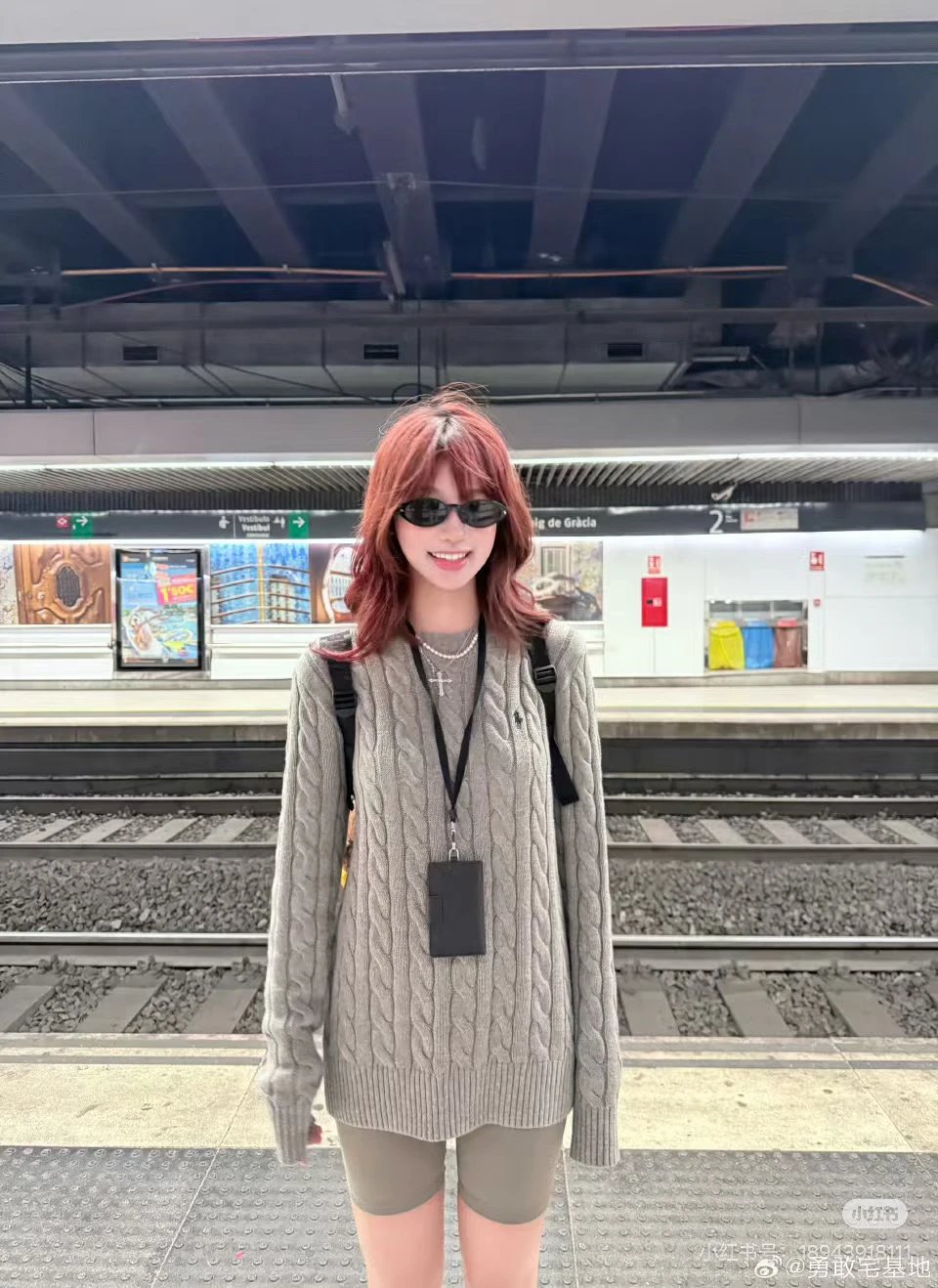 Polo Ralph Lauren Women's 100% Wool Cable-Knit Crewneck Sweater — Grey/Navy 1