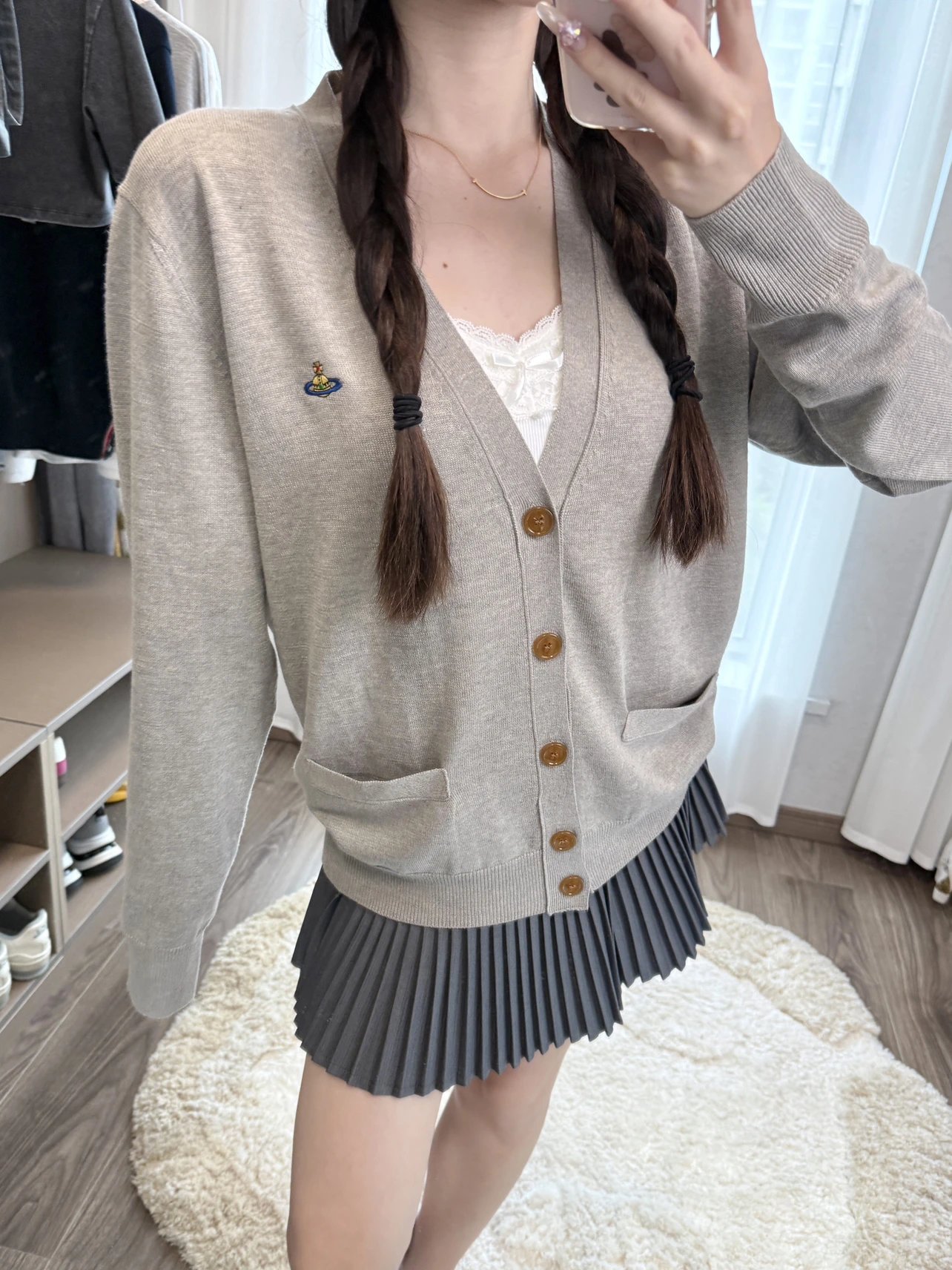 Vivienne Westwood V-Neck Silk-Feel Button Cardigan — Unisex Classic 1