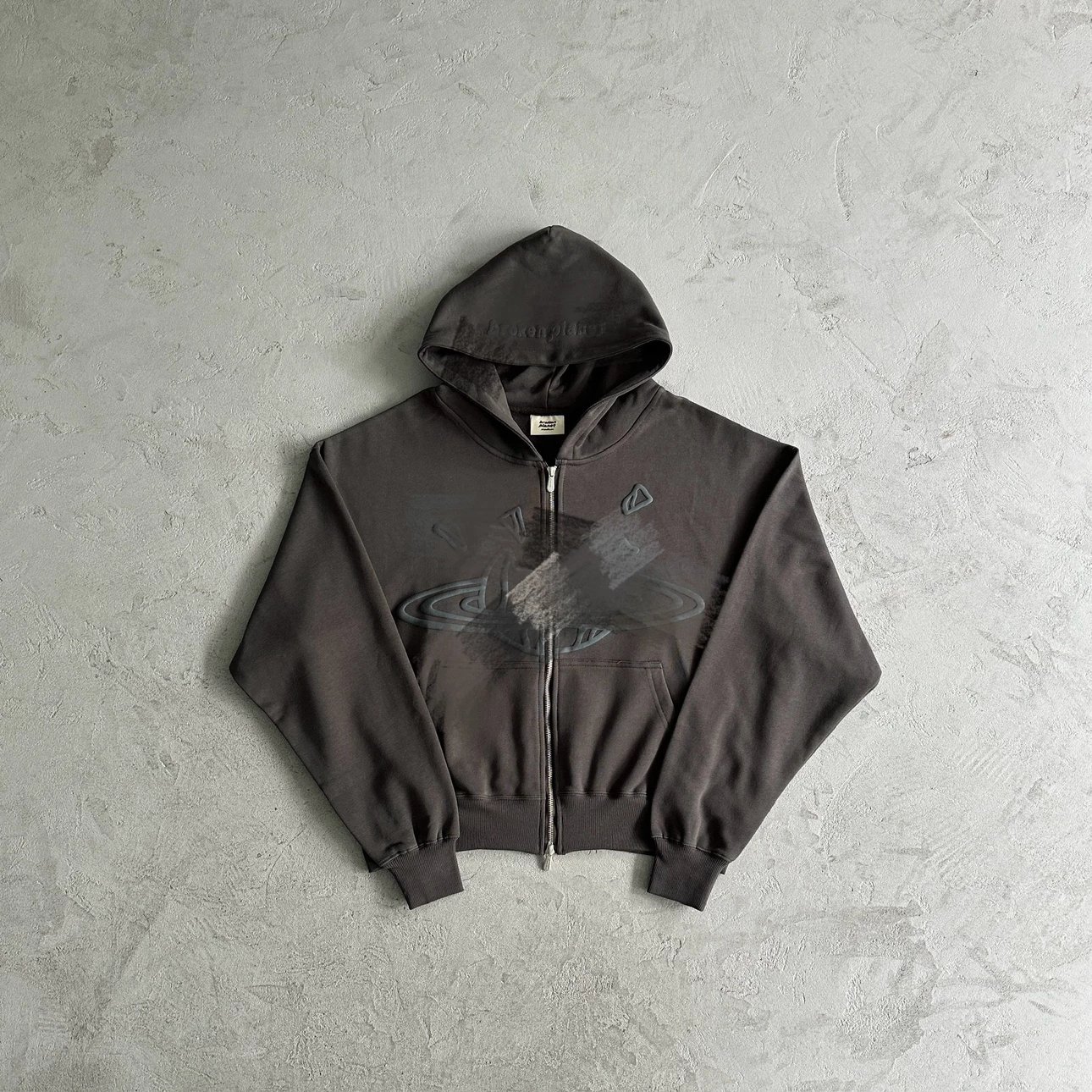 BP133 black printed foam zipper sweater