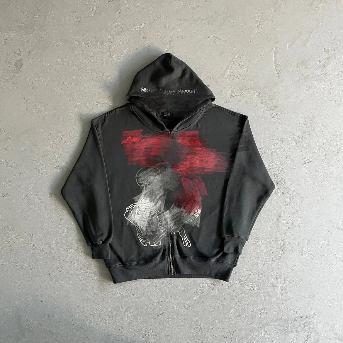 BP026 Red Bone Zipper Shirt