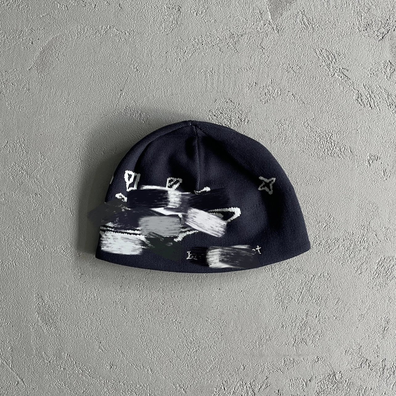 BP038 Saturn Small Embroidered Beanie - Navy Blue