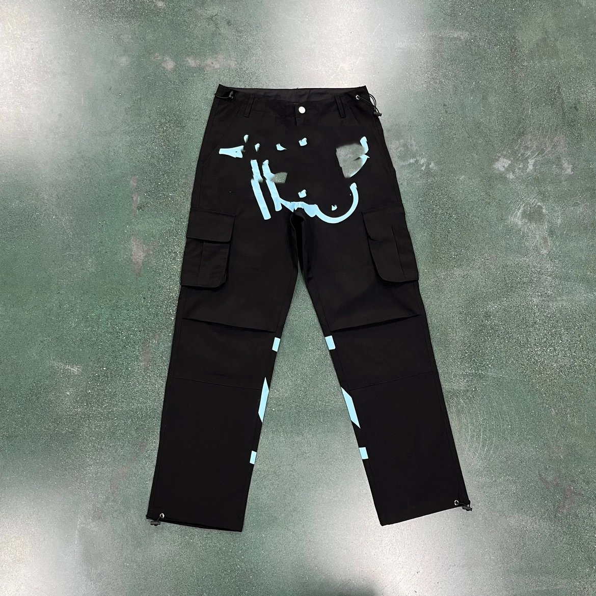 MT Black Graffiti Print Pants (Sky Blue Tag)