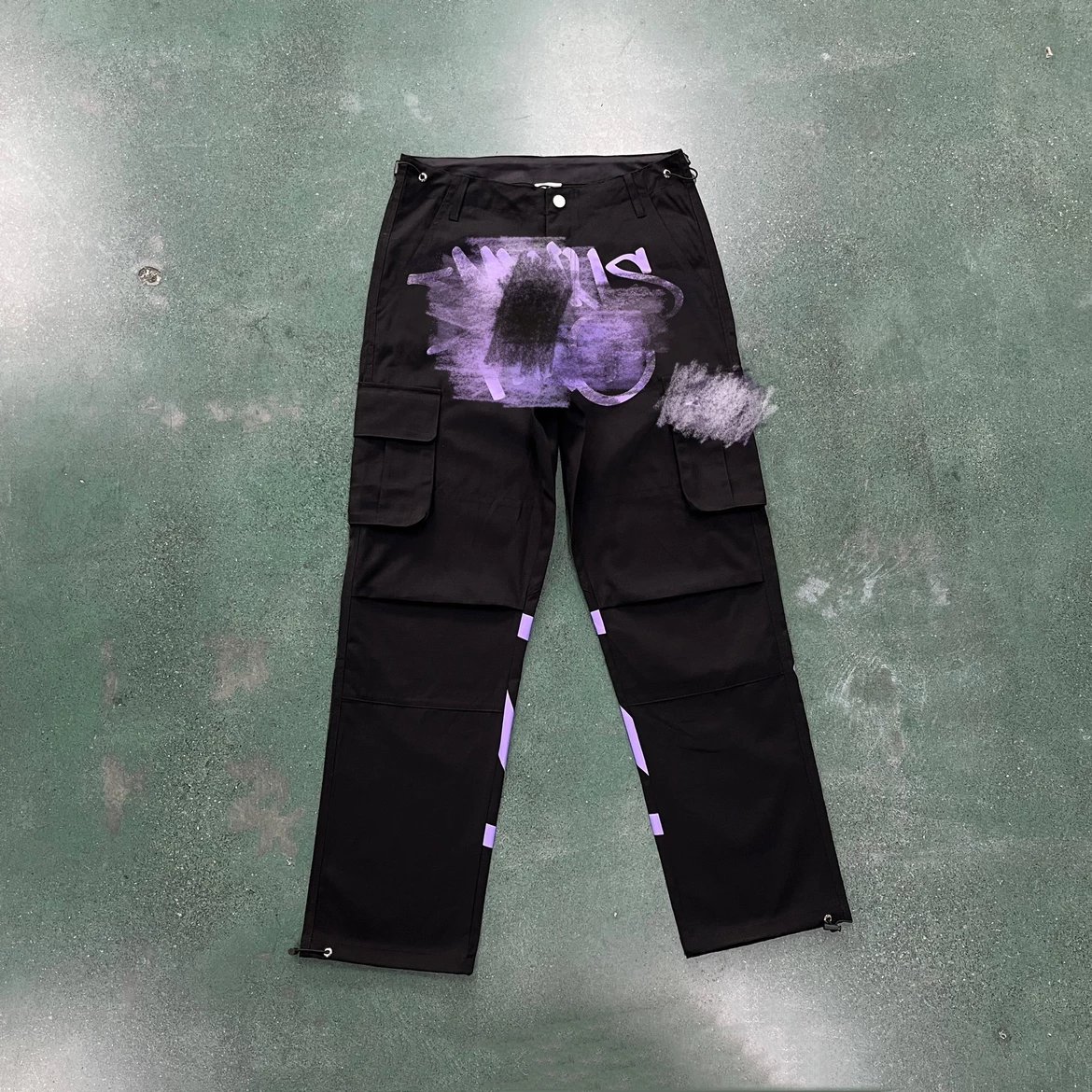 MT Black Graffiti Print Pants (Purple Label)