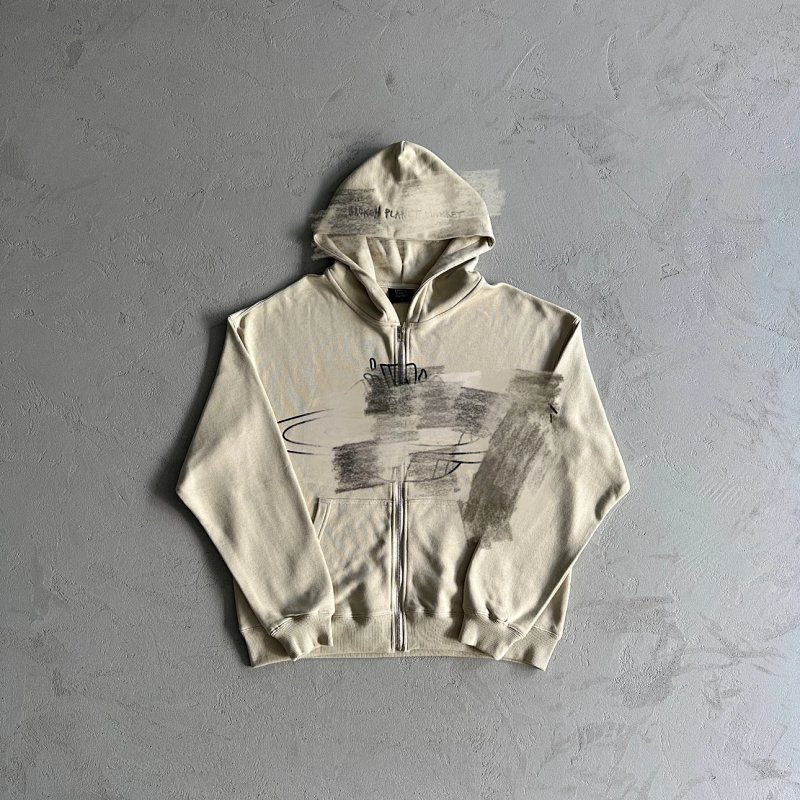 60¥ planet zip up hoodie-apricot