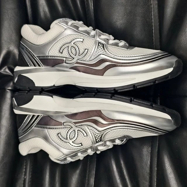Chanel Runner Silver Metallic Sneakers Chunky Sneakers