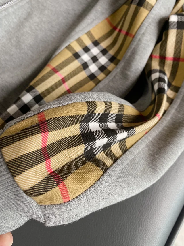 Burberry Hoodies & Sweatshirts Zip-Up Hoodie with Check Panels product detail image 26