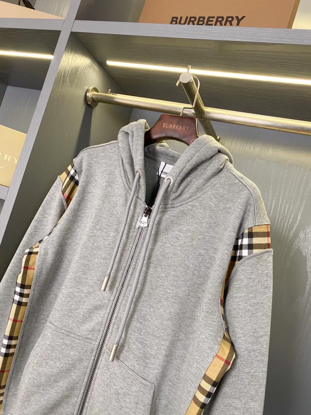 Burberry Hoodies & Sweatshirts Zip-Up Hoodie with Check Panels product detail image 12