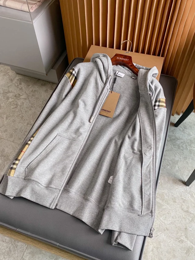 Burberry Hoodies & Sweatshirts Zip-Up Hoodie with Check Panels product detail image 27