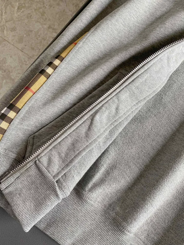 Burberry Hoodies & Sweatshirts Zip-Up Hoodie with Check Panels product detail image 32