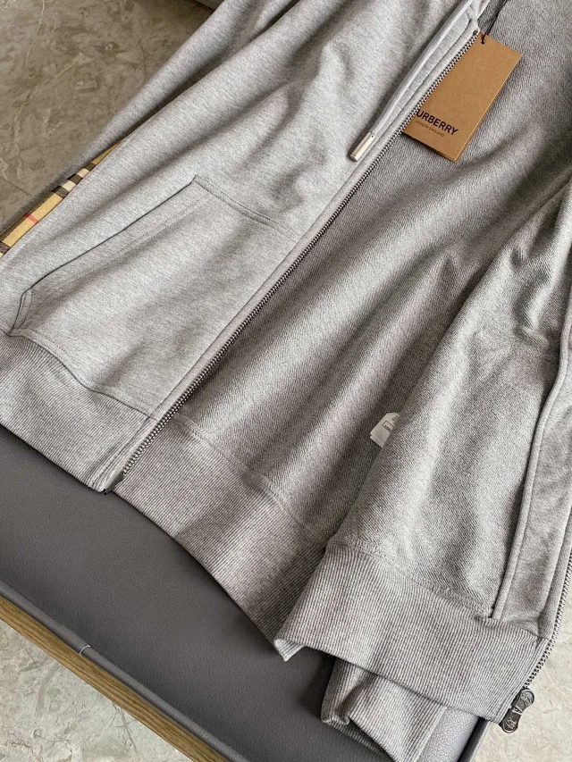 Burberry Hoodies & Sweatshirts Zip-Up Hoodie with Check Panels product detail image 28