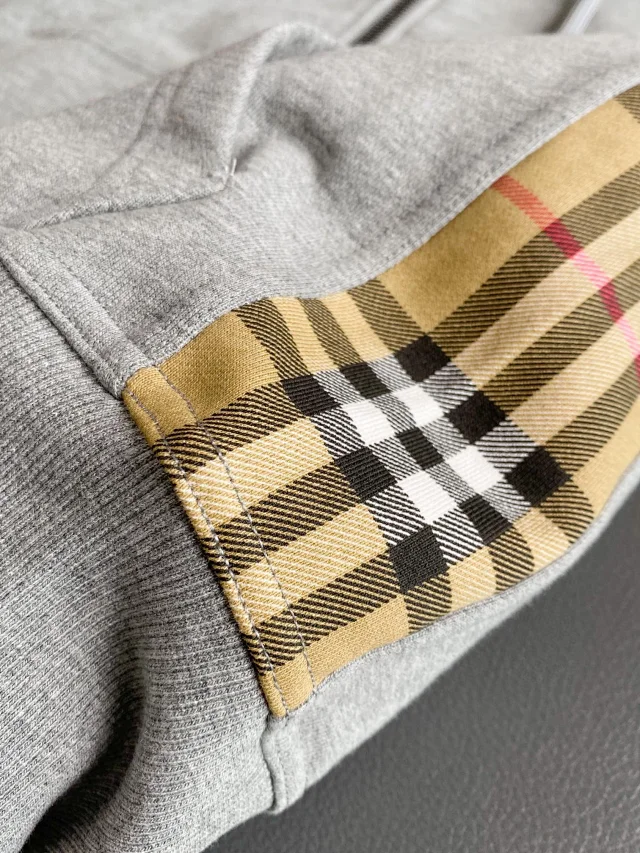 Burberry Hoodies & Sweatshirts Zip-Up Hoodie with Check Panels product detail image 24