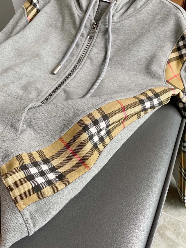 Burberry Hoodies & Sweatshirts Zip-Up Hoodie with Check Panels product detail image 23
