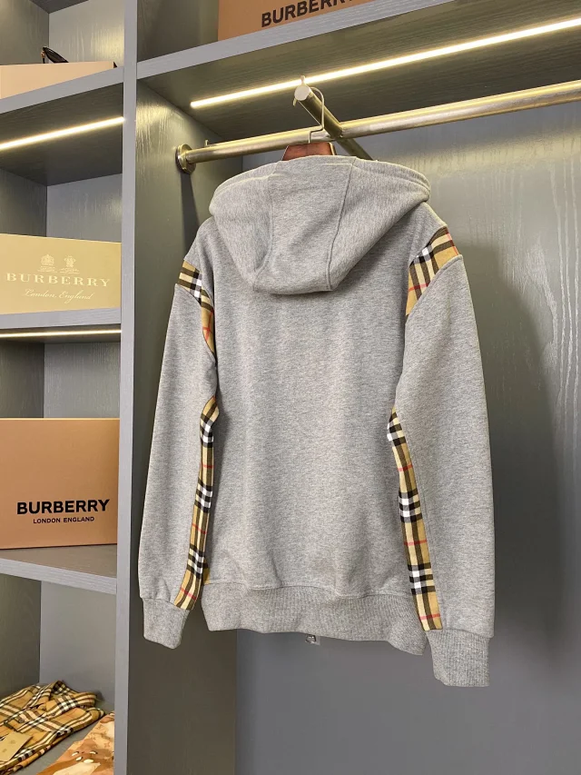 Burberry Hoodies & Sweatshirts Zip-Up Hoodie with Check Panels product detail image 18