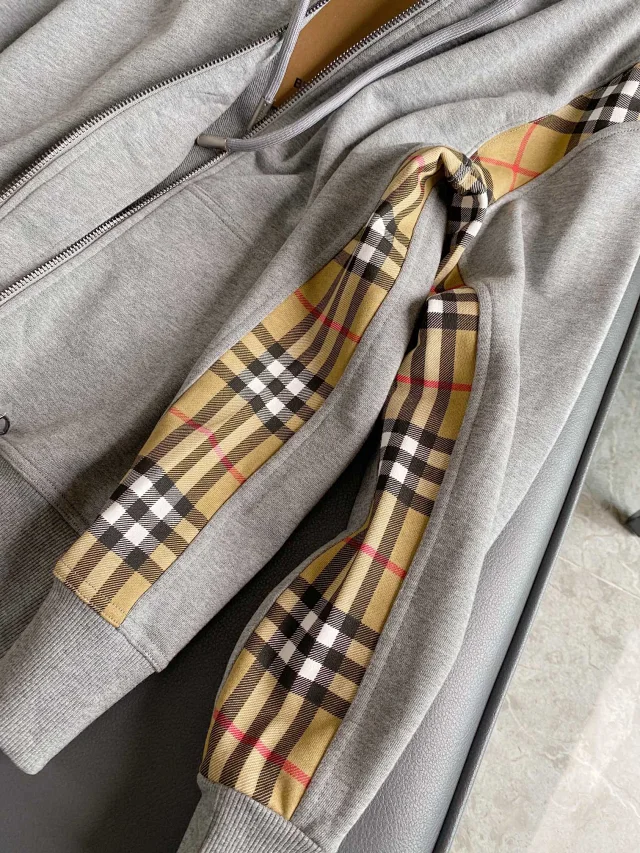 Burberry Hoodies & Sweatshirts Zip-Up Hoodie with Check Panels product detail image 25