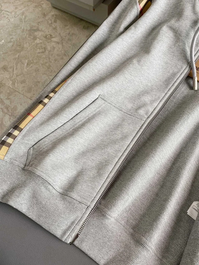Burberry Hoodies & Sweatshirts Zip-Up Hoodie with Check Panels product detail image 31