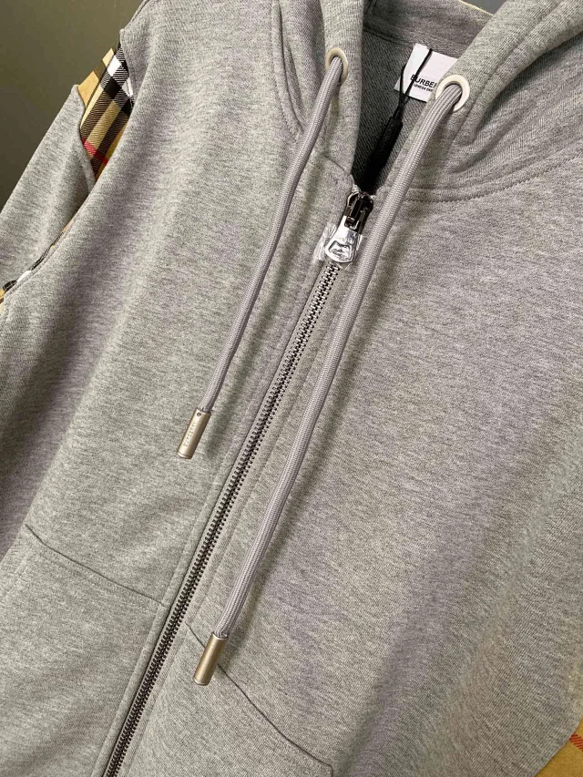 Burberry Hoodies & Sweatshirts Zip-Up Hoodie with Check Panels product detail image 15
