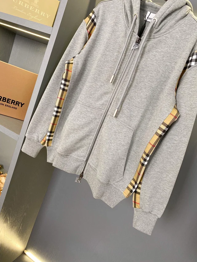 Burberry Hoodies & Sweatshirts Zip-Up Hoodie with Check Panels product detail image 13
