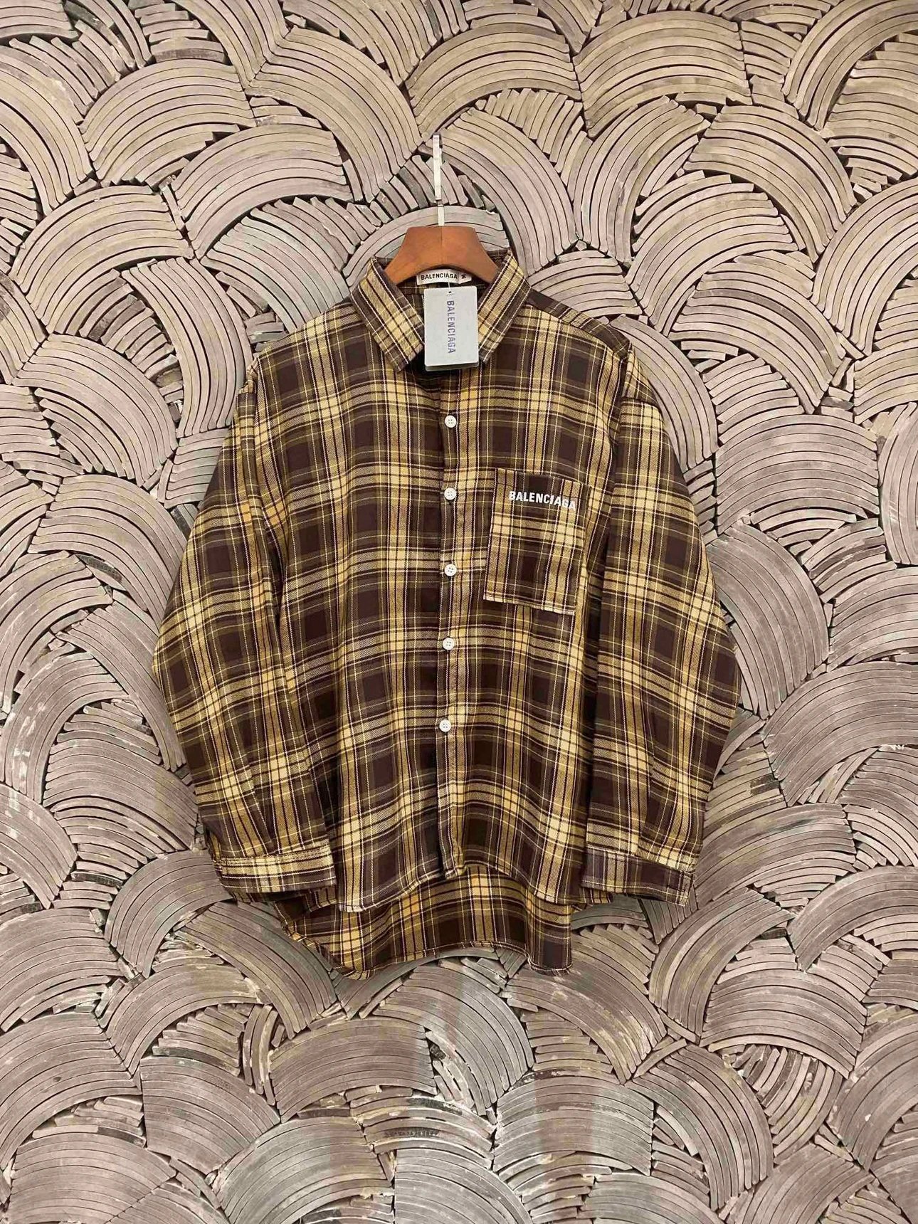 Brushed Cotton Plaid Shirt in Coffee Brown for Couples