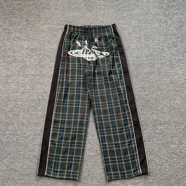 Vivienne Westwood Orb Plaid Track Pants Green - 1