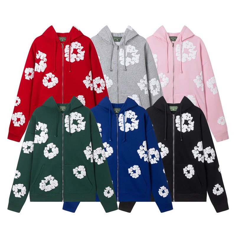 Denim Tears' Cotton Blossom Foam Loose Hip Hop Hoodie Couple Hoodie