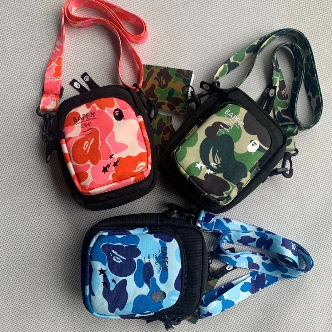 BAPE Bapesta Camo Pink Green Blue Streetwear Crossbody Bag
