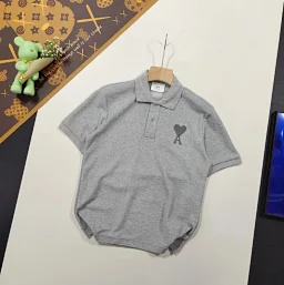 thumbnail for 🉐24ss summer clothes new love macaron towel embroidery spring and summer short sleeve polo shirt series couple men and women 046