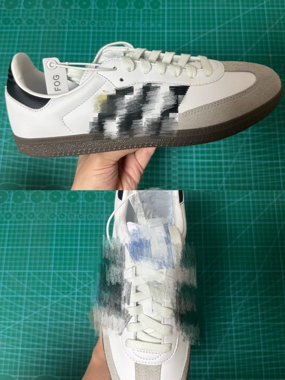 (VT Batch)AD Samba OG black, white and gray (two-layer leather)