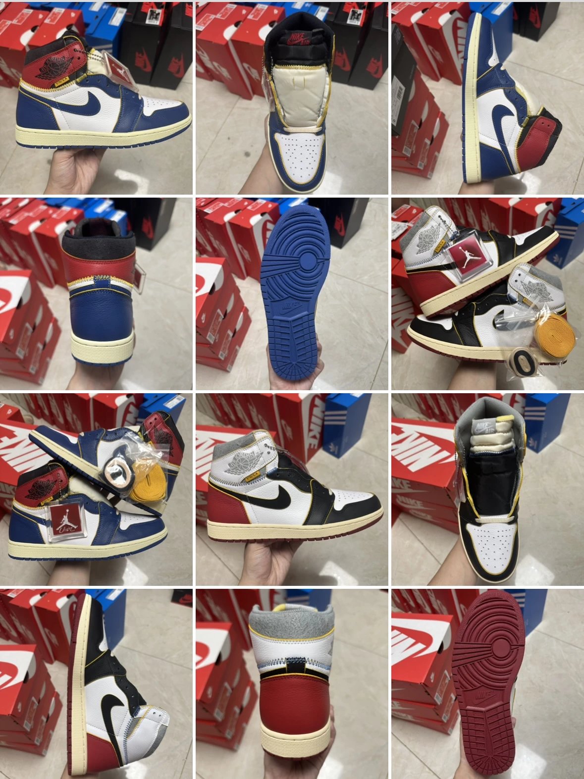 Top quality Union x Air Jordan 1 joint black, white and red/blue, black and red