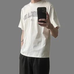 thumbnail for In stock, Maison MM6 printed short sleeve white 32s long staple cotton supports NFC chip
