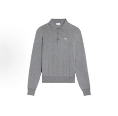 CE Arch Long Sleeve Polo / Charcoal Gray / 60s High-Count Combed Cotton / Cashmere Feel / 18 Needle Craft / Barudan Embroidery / Tajima Pax Buttonhole Machine / Natural Mother-of-Pearl Buttons