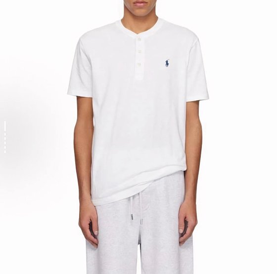 Pony white Henry short sleeved/130G ultra soft snowflake cotton/Bailingda embroidery/custom button