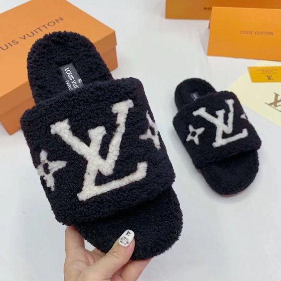顺丰速发V家驴鞋中古毛毛拖鞋女厚底平底外穿拖鞋羊毛拖保暖一字拖羊羔毛拖鞋女