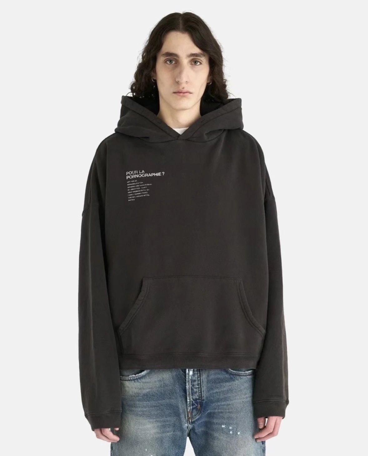Password made erd23fw melancholic rich second-generation illustration making old hooded washed boxy short wide hoodie