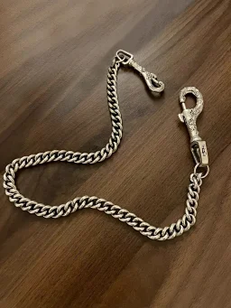 thumbnail for ERD style vintage double-ended rose carved trouser chain, distressed necklace, rich second generation accessory