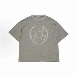 thumbnail for Acne 24 FW Green Letter Print Loose Crew Neck Short Sleeve T-Shirt Unisex Loose Print Short Sleeve