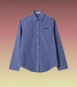 thumbnail for There is a Miu checked letter-embroidered shirt in stock for the last batch