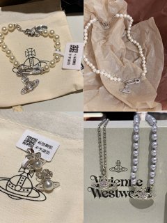 #Queen Dowager Collection Saturn Necklace Earnail Bracelet Pearl Necklace Pin Style Classic Saturn Pearl Bracelet Silver Gold Earnail Eardrops/The Most Popular Batch on the Market