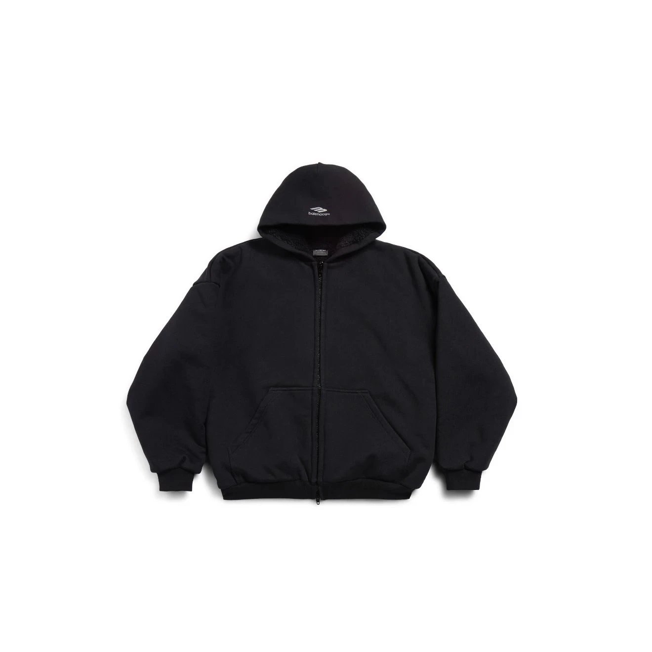 (Sent 24 hours) GODFAMILY | Black 3B Ski Series High Weight Fabric Inner Splicing Fleece Zipper Hoodie