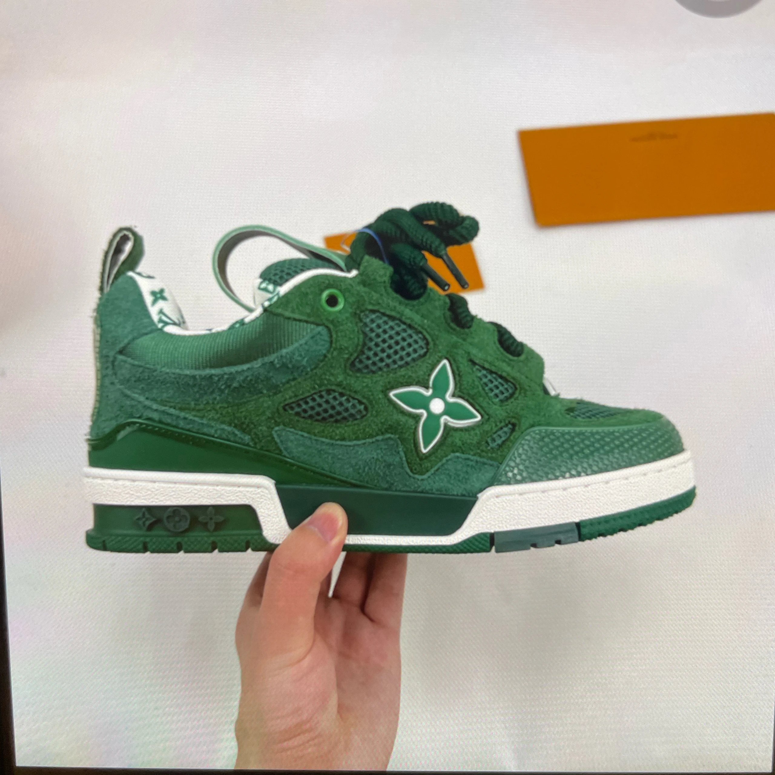 Louis Vuitton Skate Suede Mesh Green