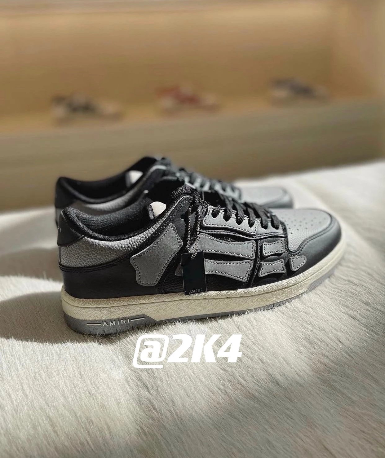 2K4] Exclusive heavyweight! Amiri Skel top low Black Cement Amiri Bone Shoes Slingshot Market Lean in!
