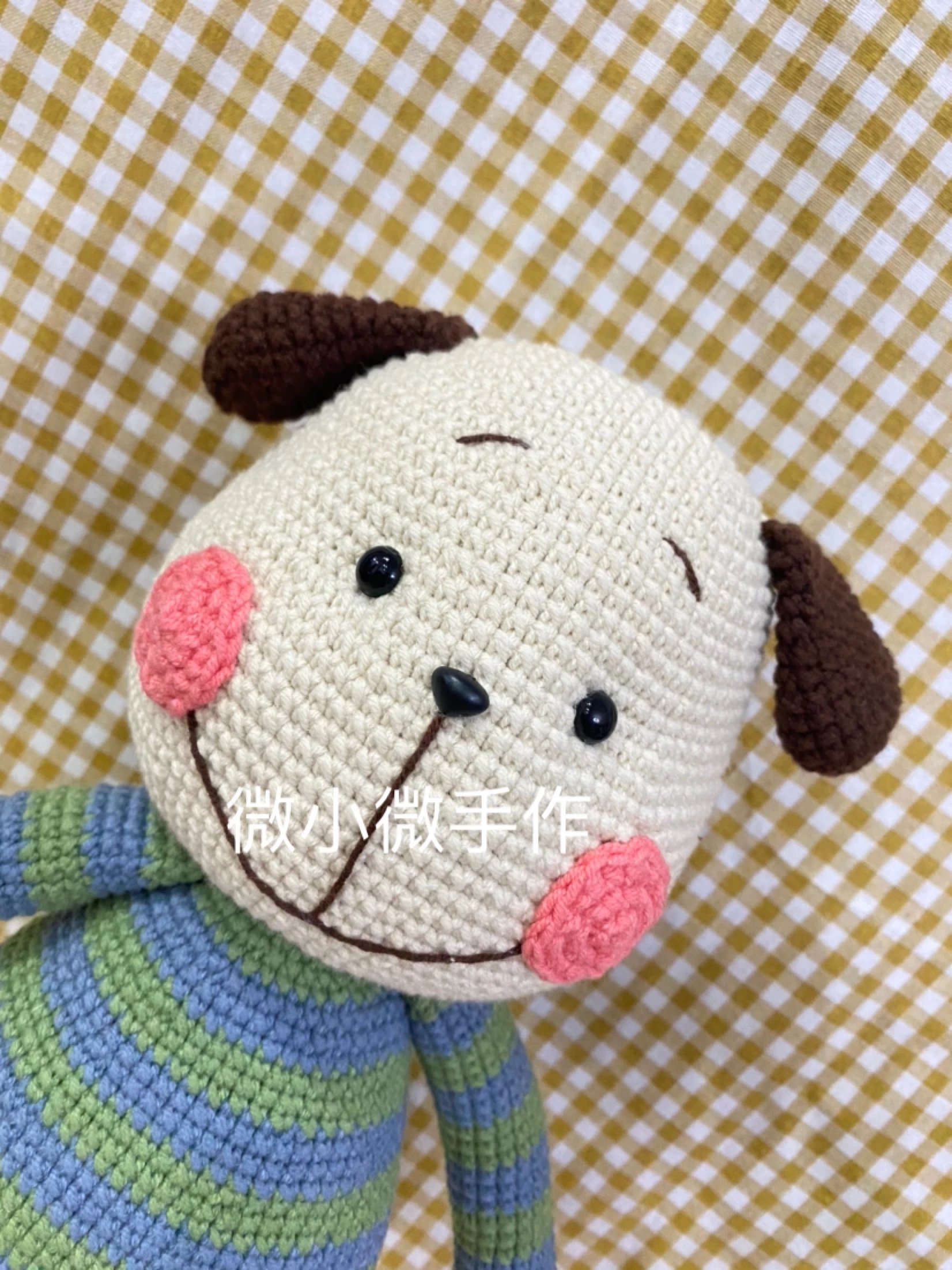 【微小微手作】小狗乐乐(成品)玩偶 抱偶 床头娃娃