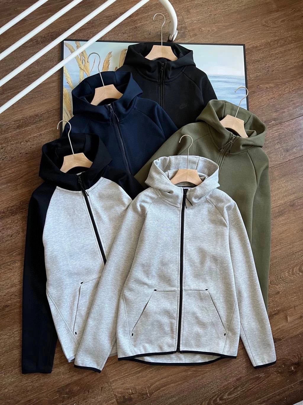 Men's Double Zipper Hooded Athletic Casual Jacket 12936