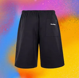thumbnail for (In stock) Men's black shorts with Ac-pocket foam-printed design garment-washed for a distressed look 3D cut made from Xinjiang long-staple cotton