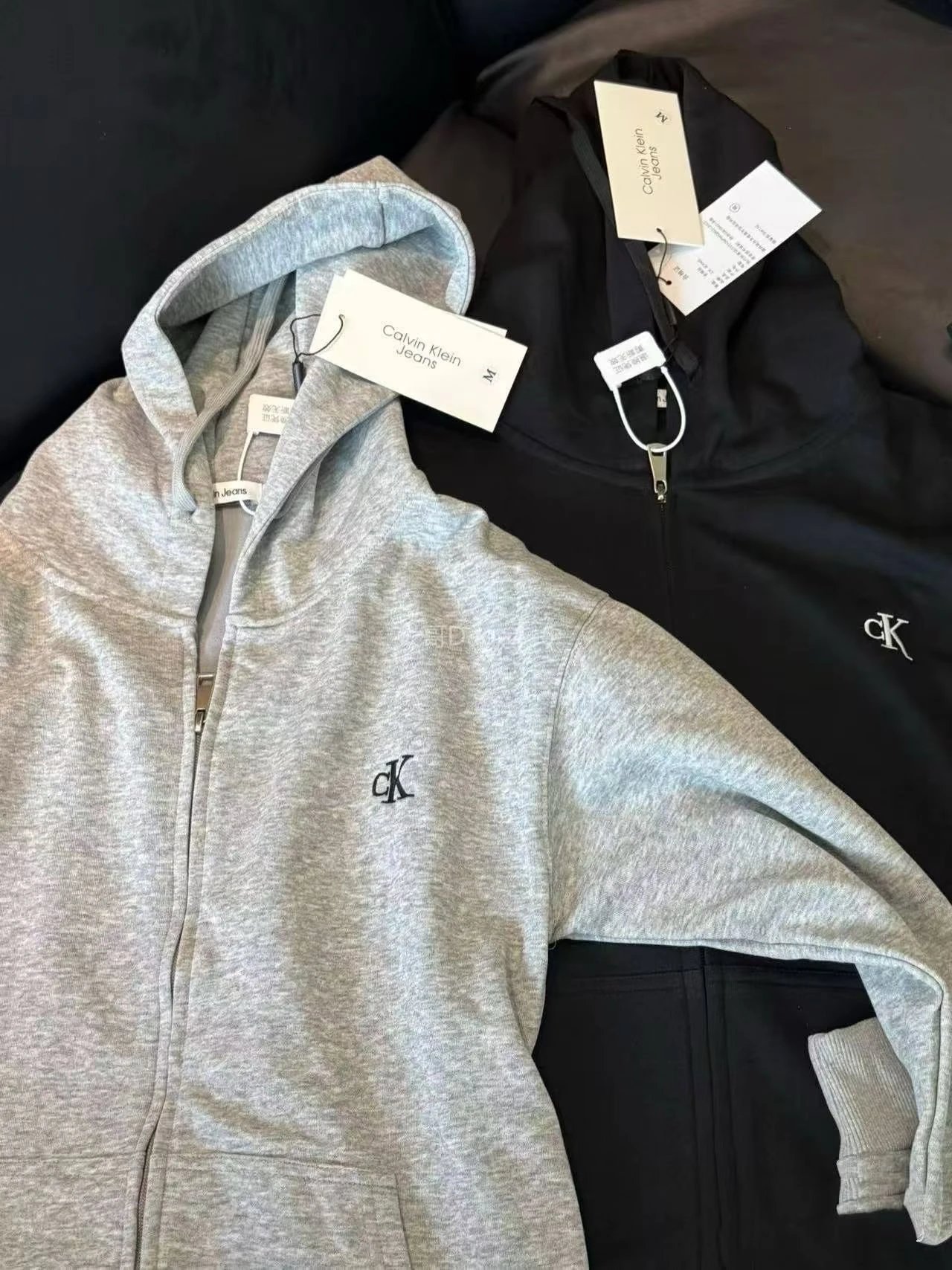 In stock CK zipper hooded cardigan embroidered K sweatshirt jacket men's and women's solid color casual couple top spring and autumn winter Jenas