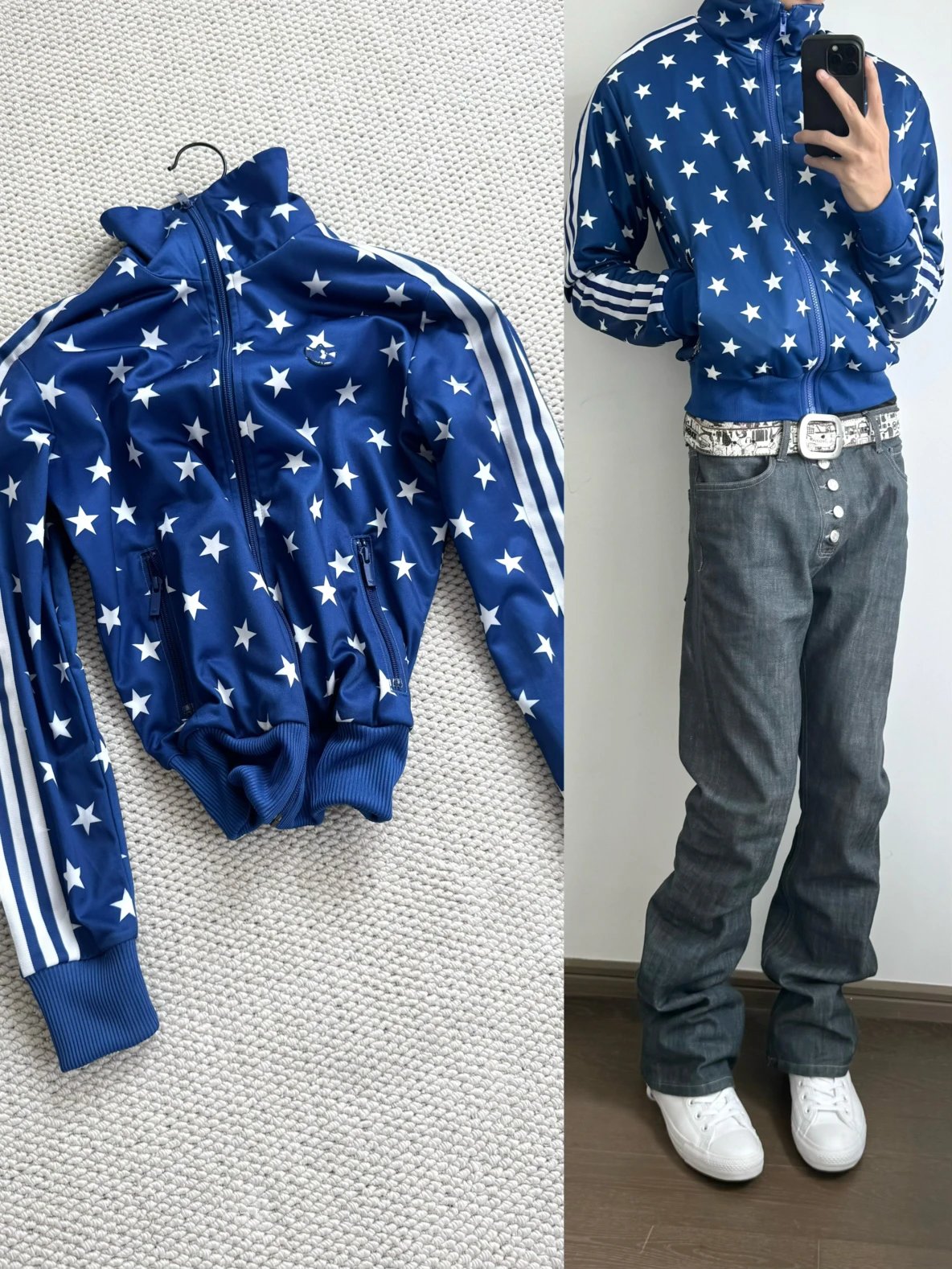 【 In Stock 】 Seven Oss Vintage Adi Style Star Coach Sports Jacket Short and Wide Version Modified Proportional Style Matching